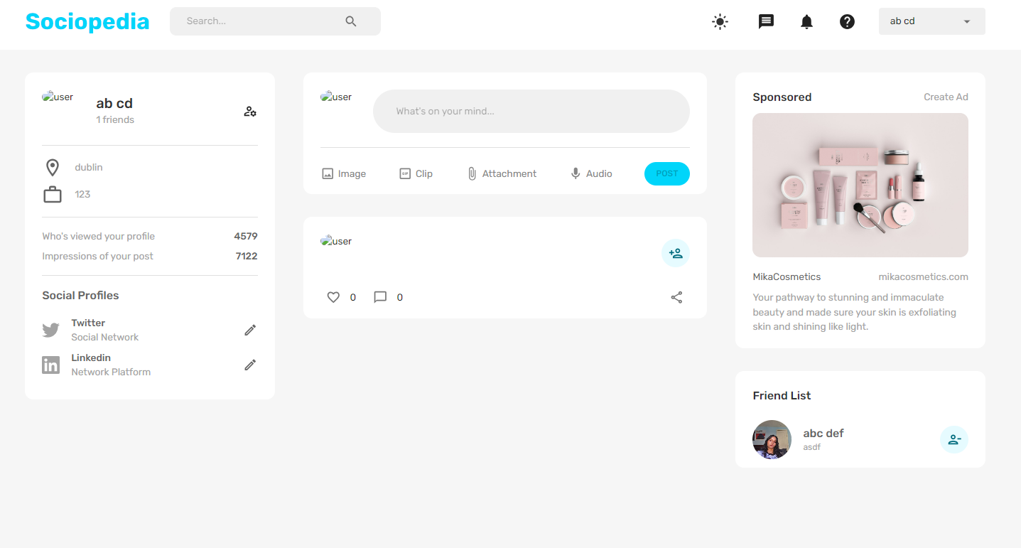 FullStackWeb social app screenshot