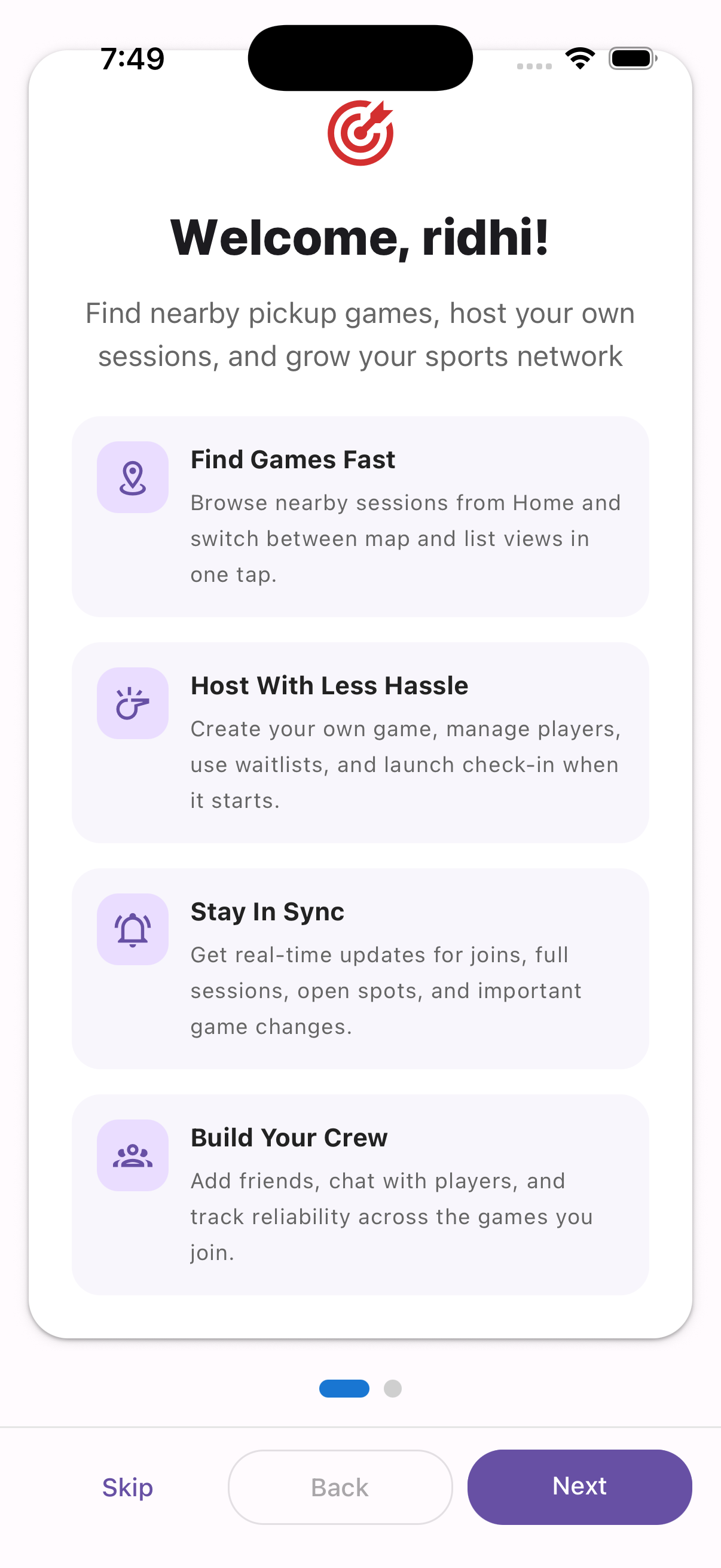 Onboarding welcome screen